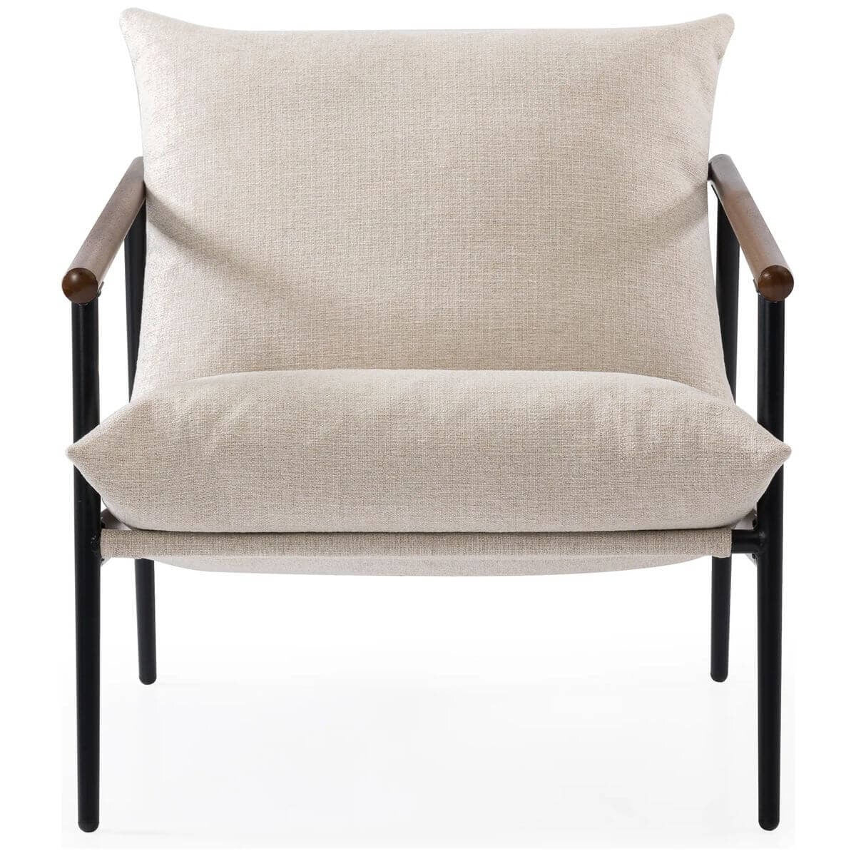 Zinus Wood and Metal Frame Armchair - Black, Ergonomic Sling Seat, Foam Cushion - AU-USHSL4ZC-31B