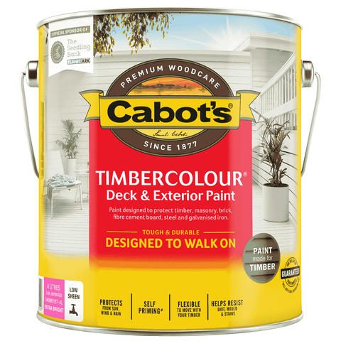 Cabot's 4L Extra Bright Base Timbercolour Water Based Deck & Exterior Paint