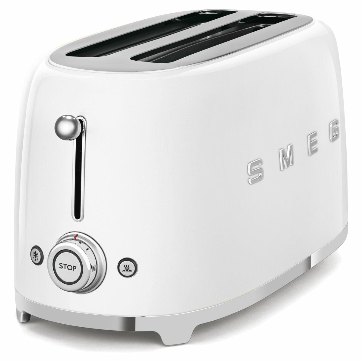 Smeg 50s Retro Style 4 Slice Toaster - White, Six Browning Levels, Extra-Wide Slots - TSF02WHAU