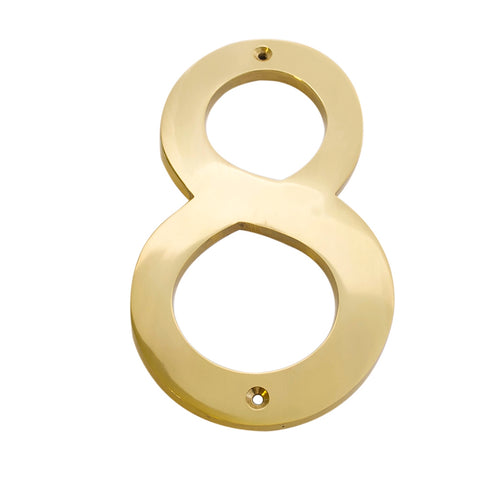 Sandleford 150mm Solid Brass House Number 8 - Weather Resistant, Fixings Included