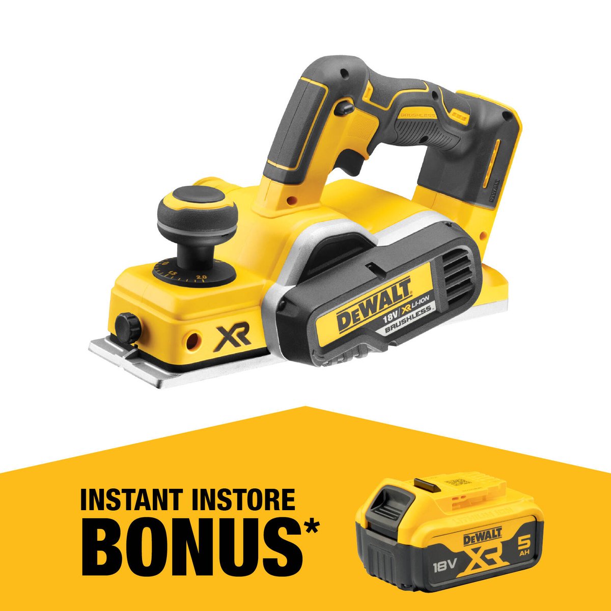 DeWALT 18V Li XR Cordless Brushless Planer DCP580N-XE - 2.0mm Depth - Yellow - SuperSaverAU - view 1