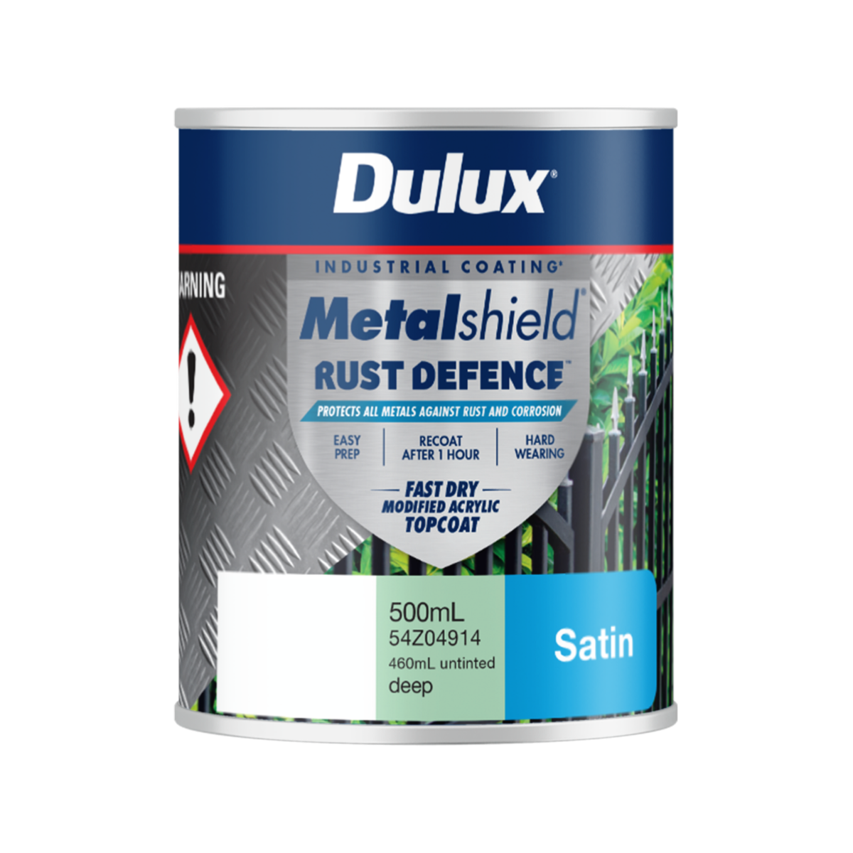 Dulux Metalshield Rust Defence Topcoat 500ml - Deep Base Satin - Fast-Drying - SuperSaverAU - view 1