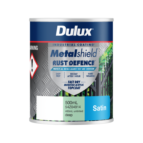 Dulux Metalshield Rust Defence Topcoat 500ml - Deep Base Satin - Fast-Drying - SuperSaverAU - view 1