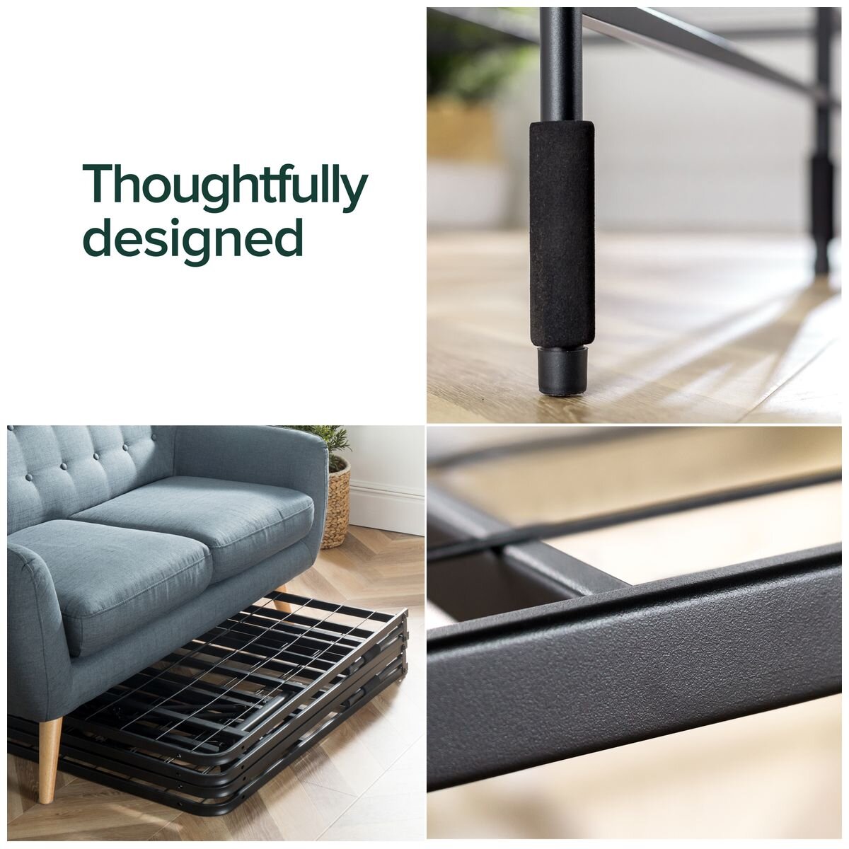 Zinus Smartbase Folding Bed Frame King - Black Steel, 33cm Under-Bed Clearance - AU-SBBK-14K