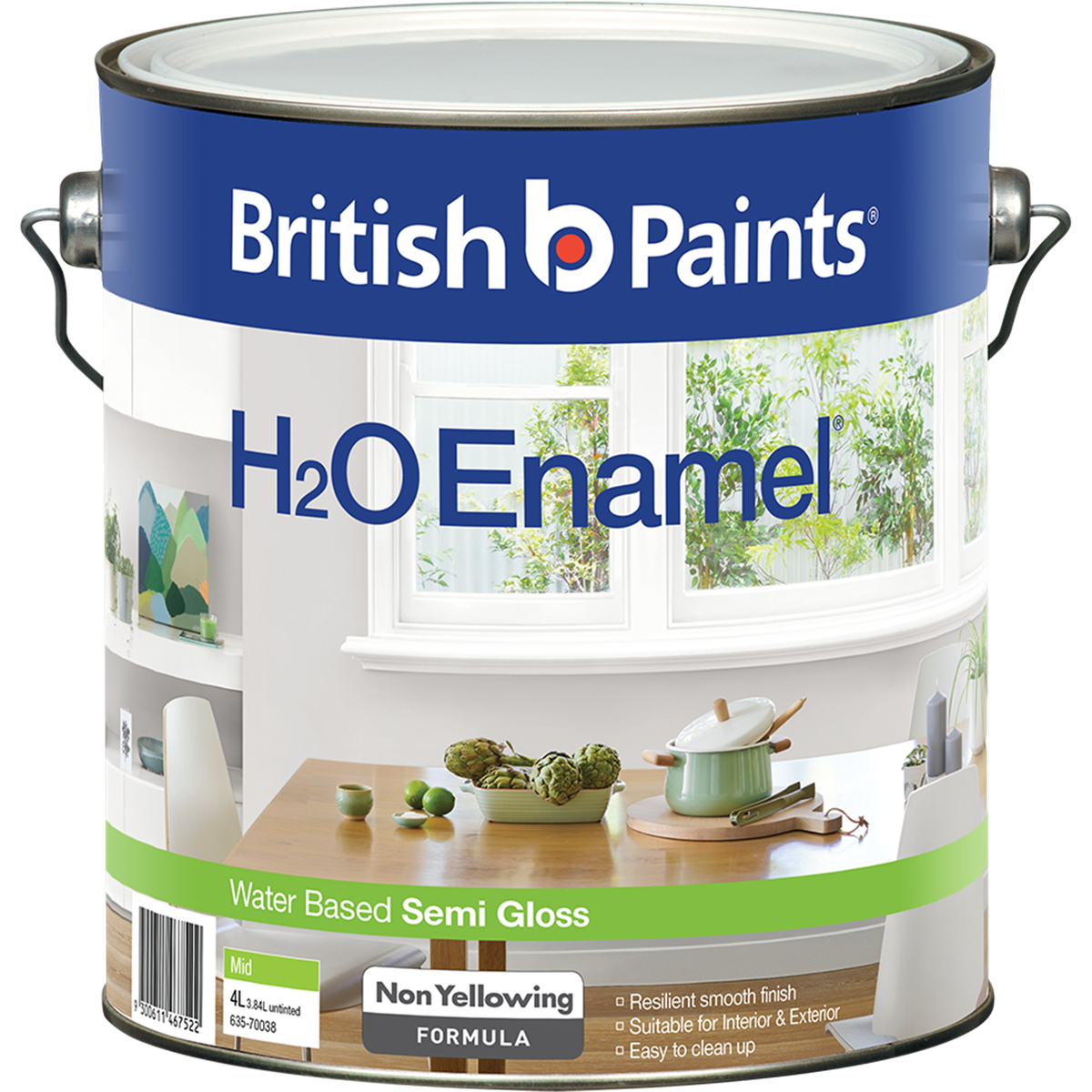British Paints H2O Enamel - 4L - Water Based - Semi Gloss Finish - SuperSaverAU - view 1