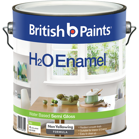 British Paints 4L Mid Base Semi Gloss H2O Enamel Paint Indoor Outdoor