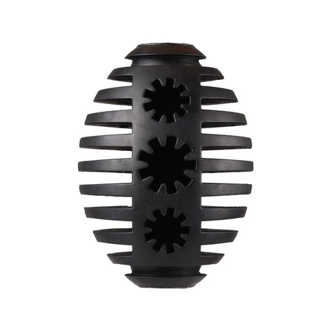 Gladiator 12cm Black Rubber Rugby Dog Toy - Treat-Fillable Chew & Fetch Ball