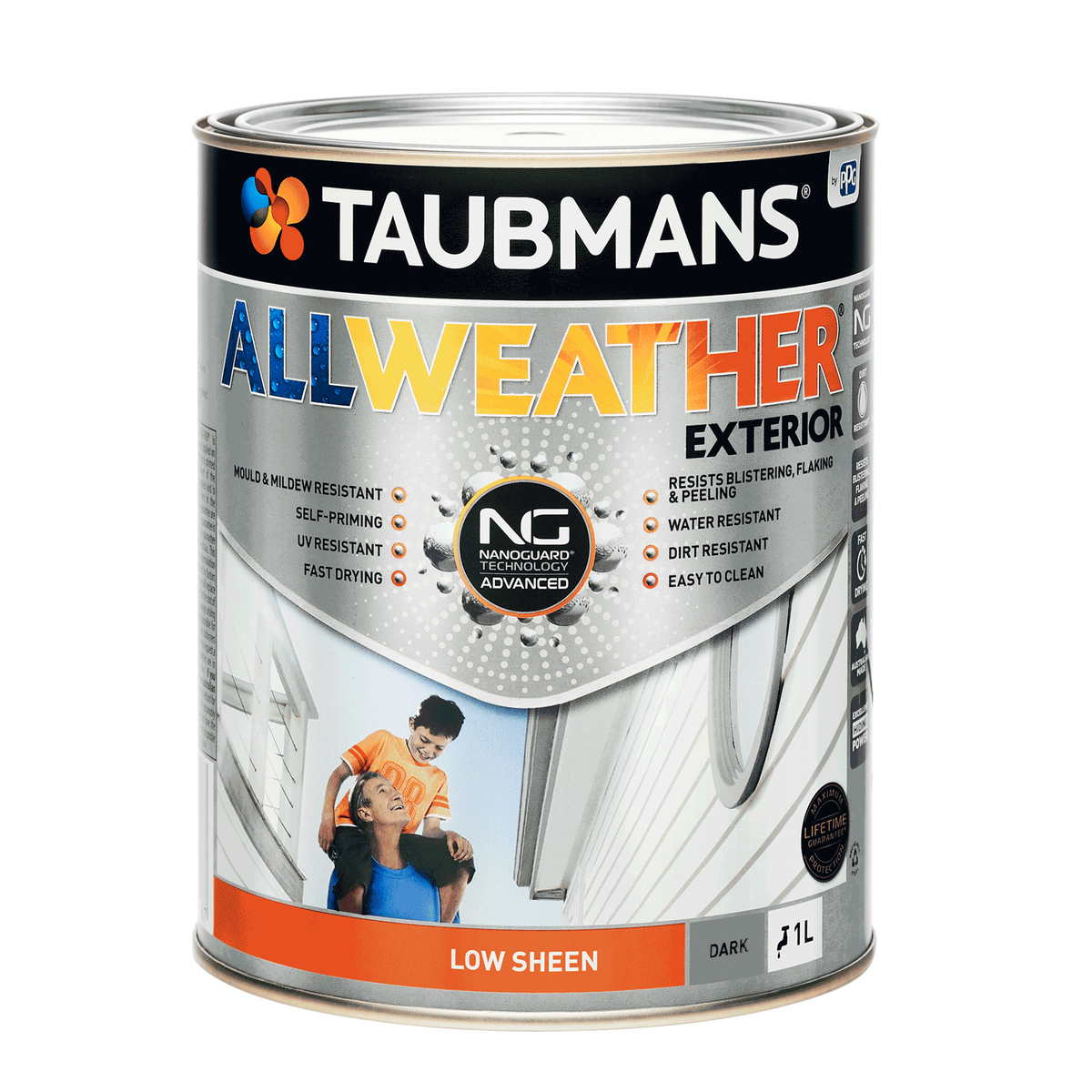 Taubmans 1L Dark Low Sheen All Weather Exterior Paint - Water Based - Mould Resistant - SuperSaverAU - view 1