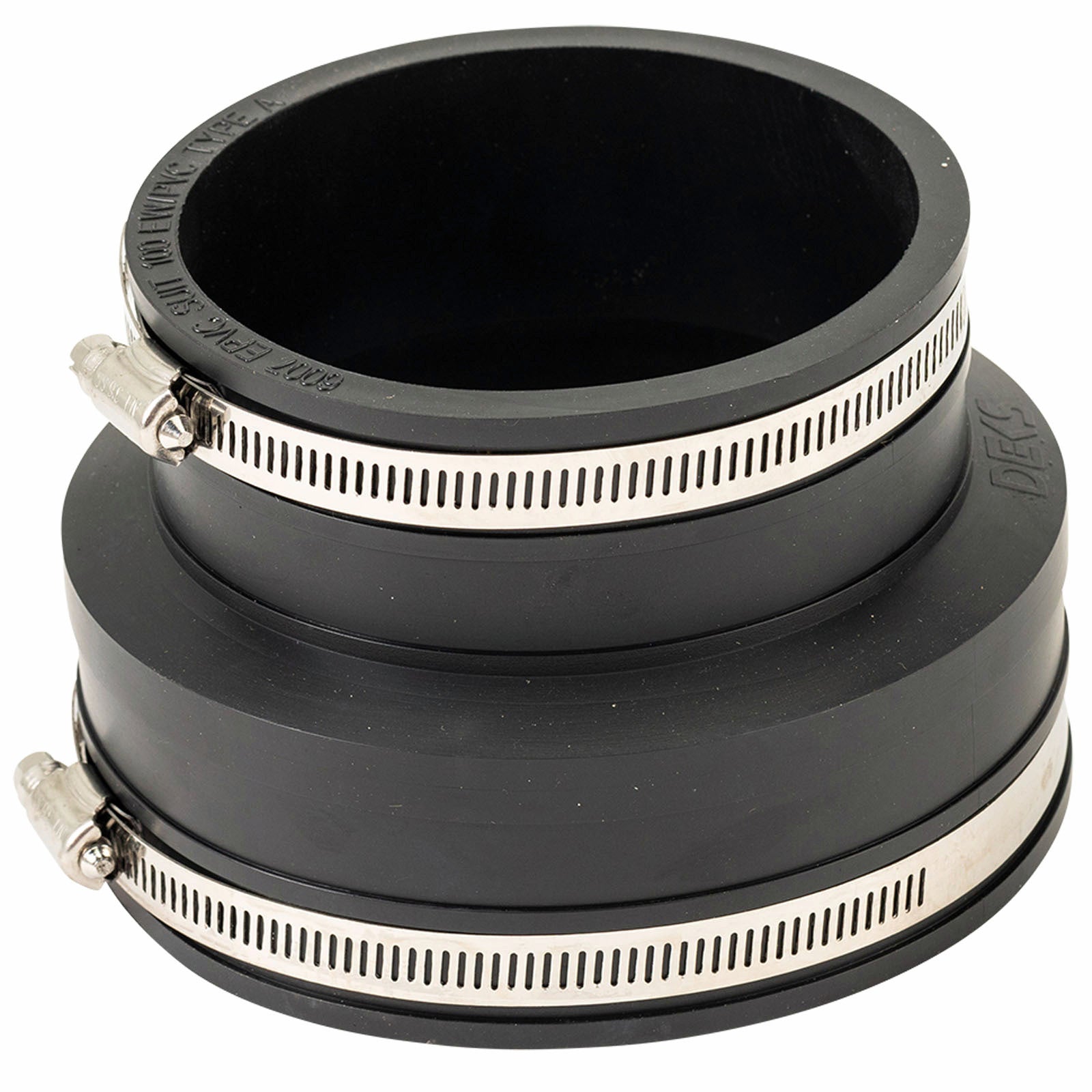 Deks 100mm EW to PVC Rubber Joiner Adaptor - EPDM & Stainless Steel, Underground Rated, Black