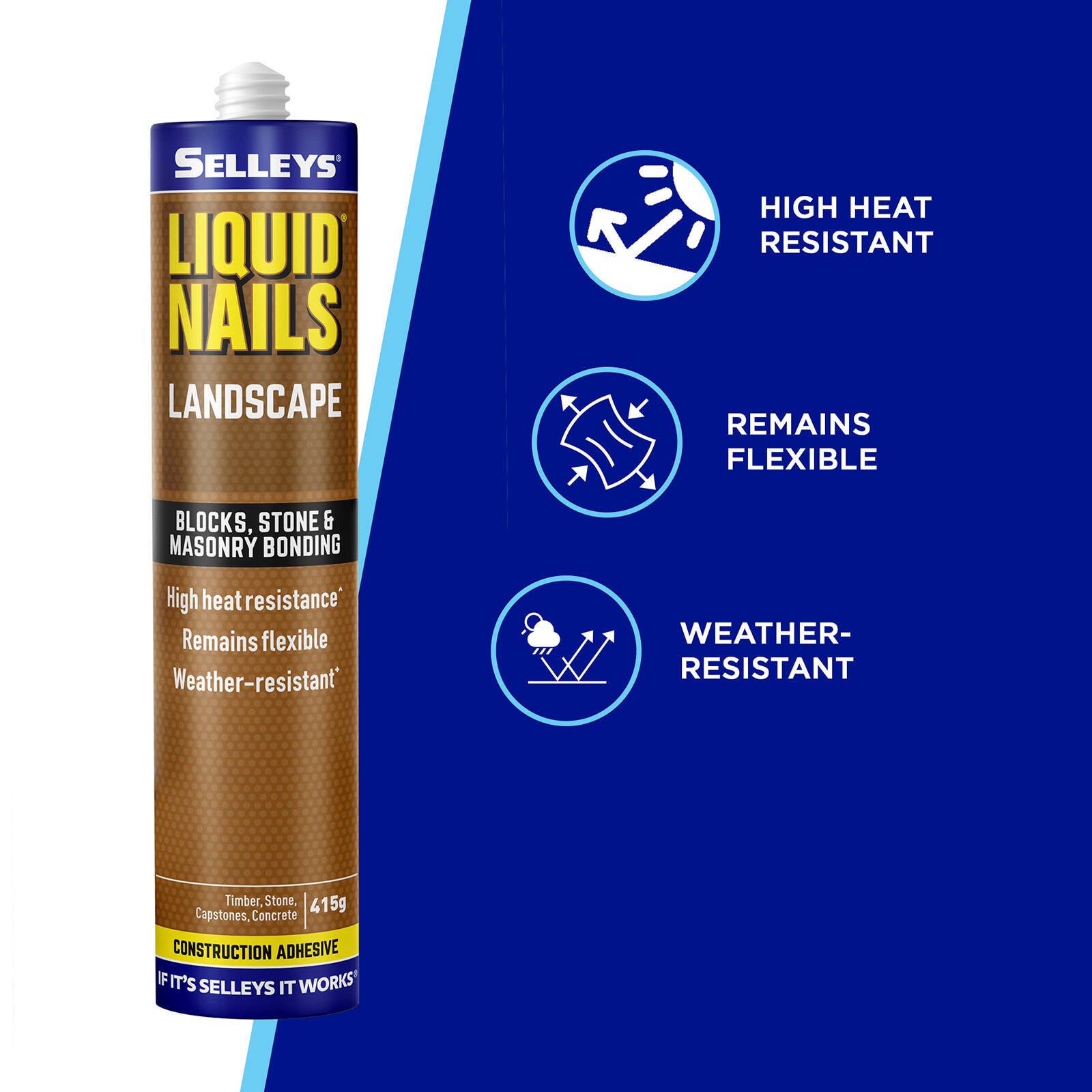 Selleys Liquid Nails Landscape Stone and Concrete Adhesive Grey 415g