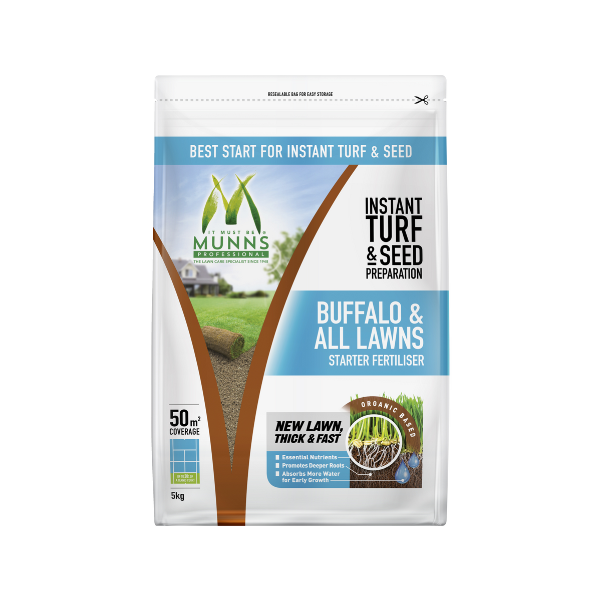 Munns Professional 5kg Instant Turf and Seed Starter Granular Fertiliser