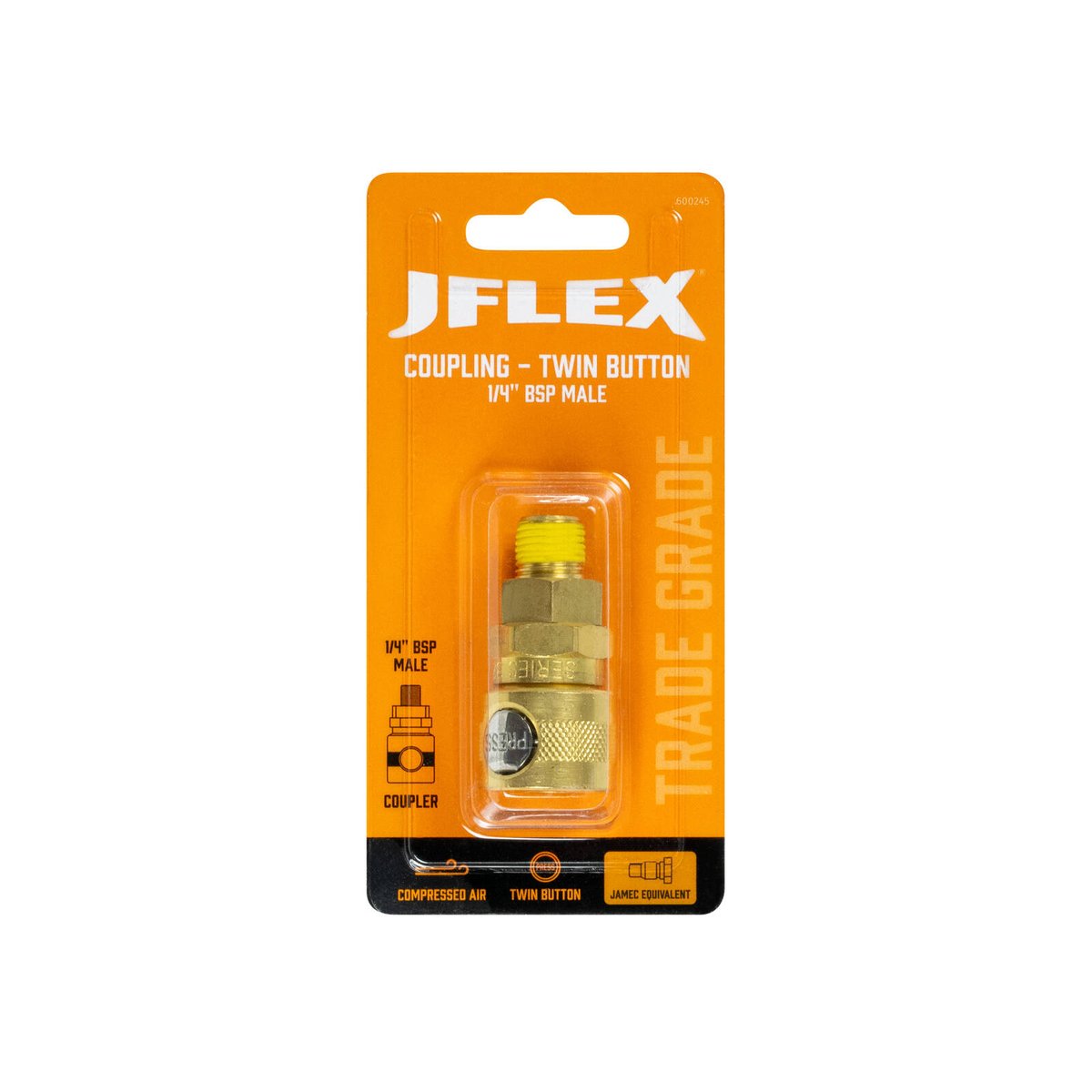 JFLEX 1/4" BSP Male Jamec Twin Button Brass Coupling