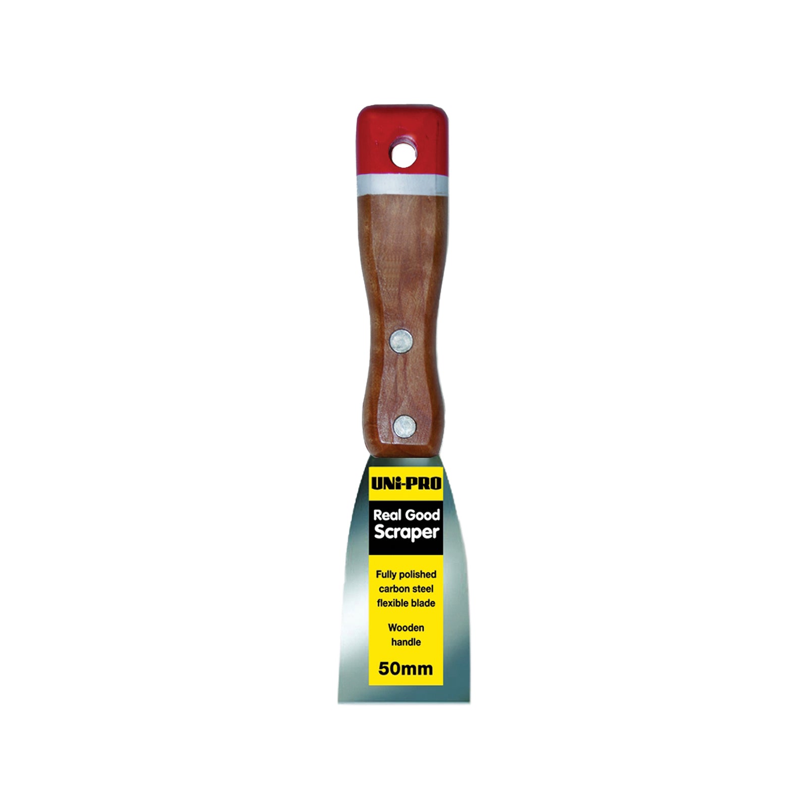 Uni-Pro Real Good Paint Scraper, 50mm Carbon Steel Blade, Wooden Handle