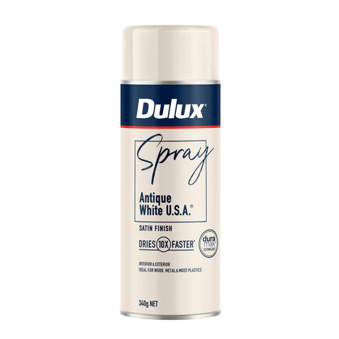 Dulux 340g Satin Spray Paint - Antique White - Fast-Drying - Self-Priming - SuperSaverAU - view 1