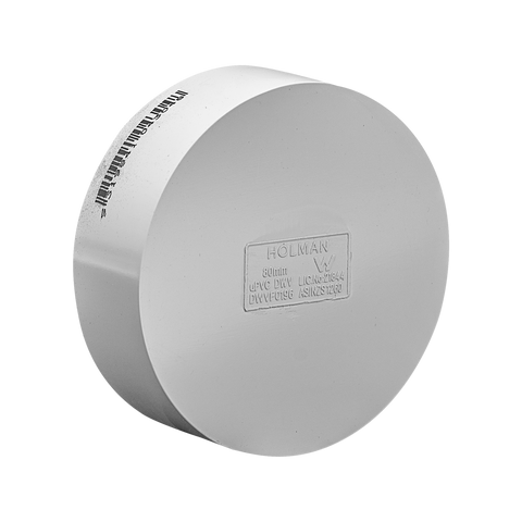 Holman 80mm PVC DWV Push On Cap, Underground Rated