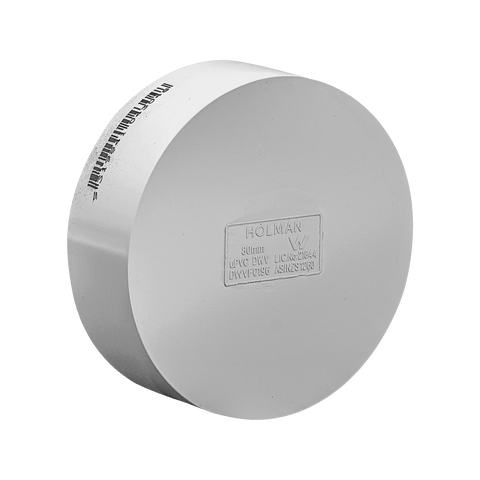 Holman 80mm PVC DWV Push On Cap, Underground Rated