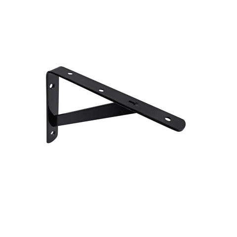 Carinya 200 x 150mm Black Heavy Duty Straight Stayed Bracket, Powder Coated Steel, 225kg