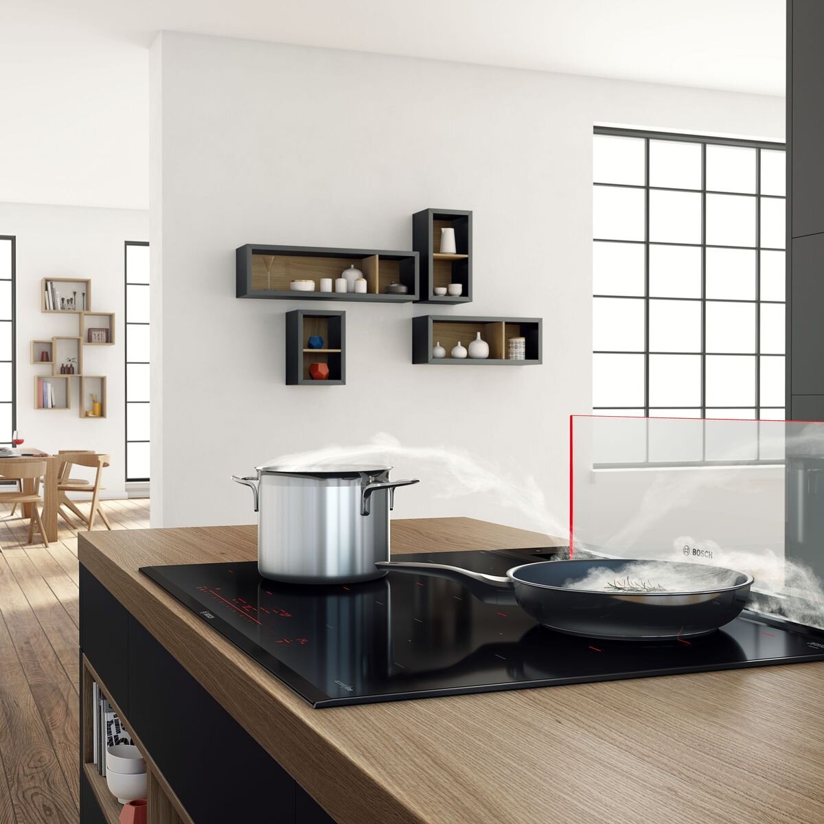 Bosch Series 8 80cm Downdraft Rangehood - Black, 775m³/h, Cook2Hood Control - DDW88MM66