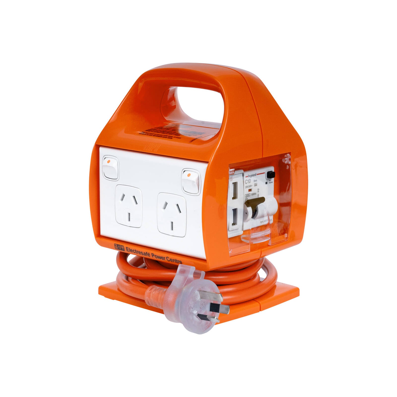 HPM 10A Electrosafe Portable Power Centre With USB Charger REPC410USB Orange