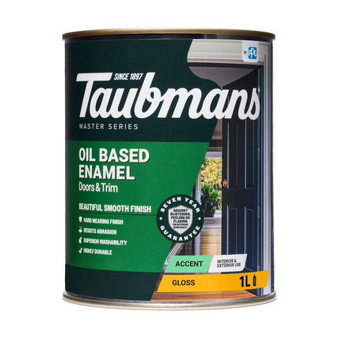 Taubmans 1L White Accent Gloss Oil Based Enamel Paint