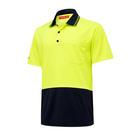 Hard Yakka Yellow Navy Hi Vis Short Sleeve Polo - Size 3XL - Men's