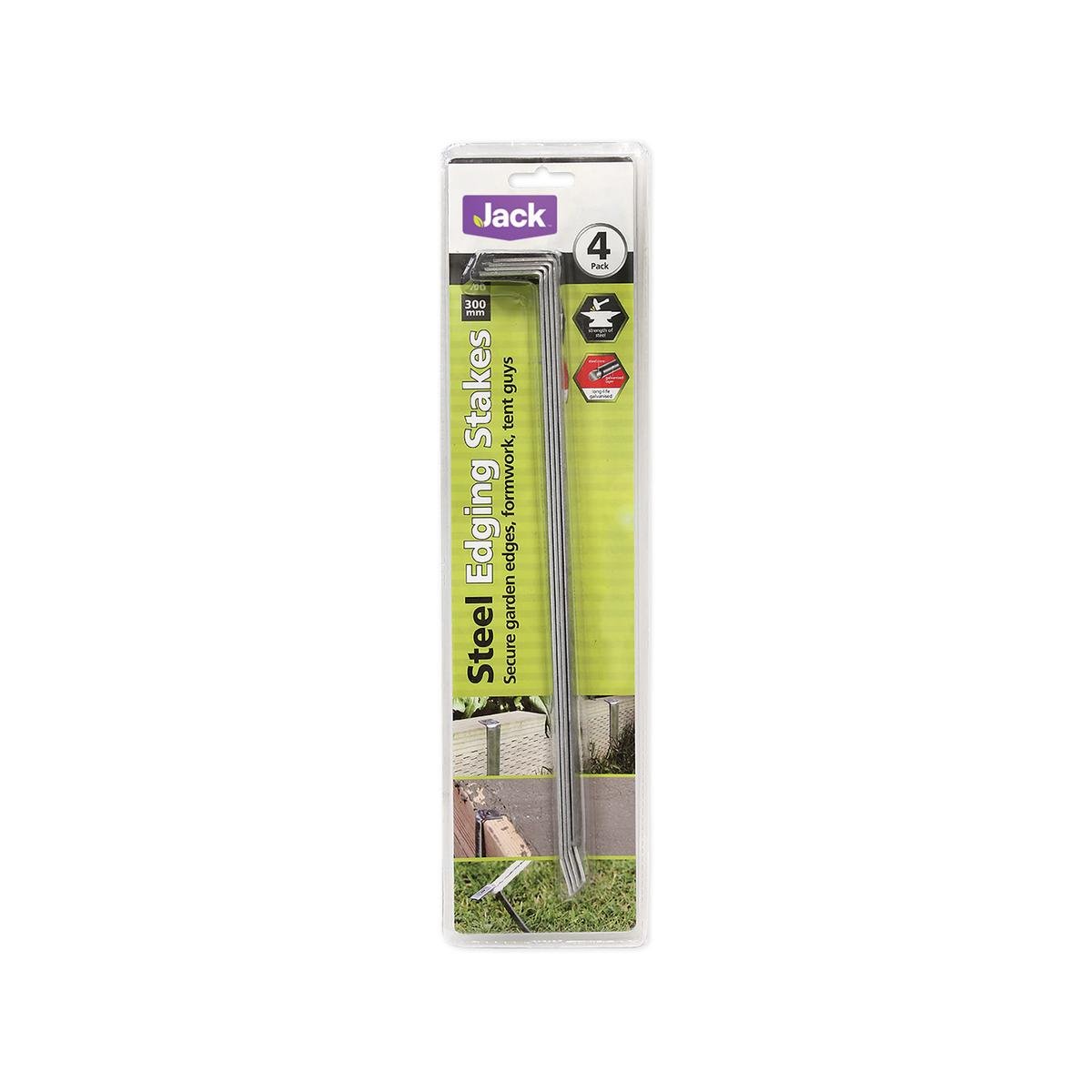 Jack Steel Edging Stake 300mm x 25mm 4 Pack Durable Galvanised - SuperSaverAU - view 1