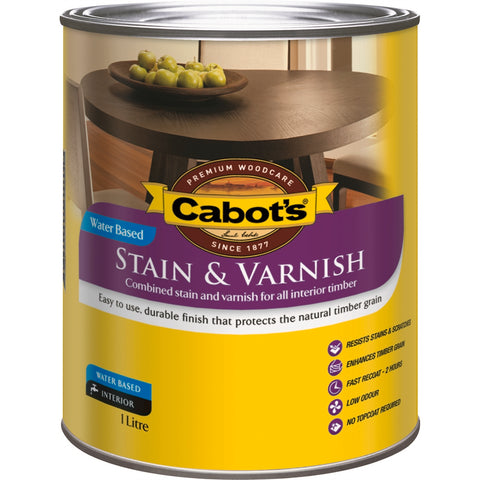 Cabot's Maple Gloss Water Based Stain & Varnish 1L - Scratch Resistant Interior Finish