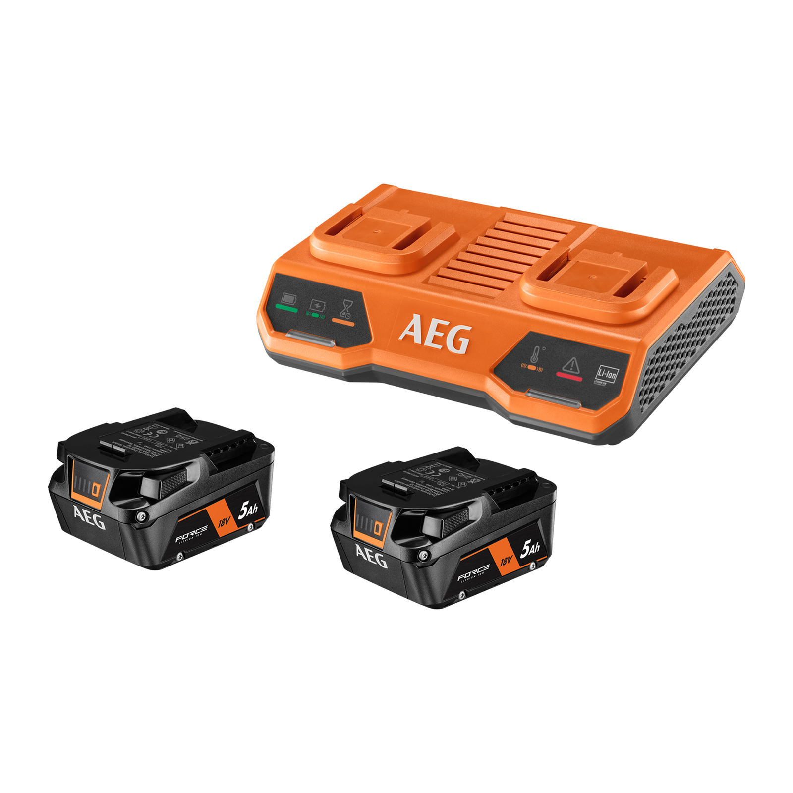 AEG 18V 5.0Ah Dual Port Charger and Battery Twin Pack A18ODPS52G