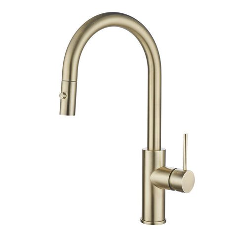 Mondella Resonance 35mm Brushed Brass Dual Function Pull Down Sink Mixer, 6L/min 5 Star WELS Stainless Steel