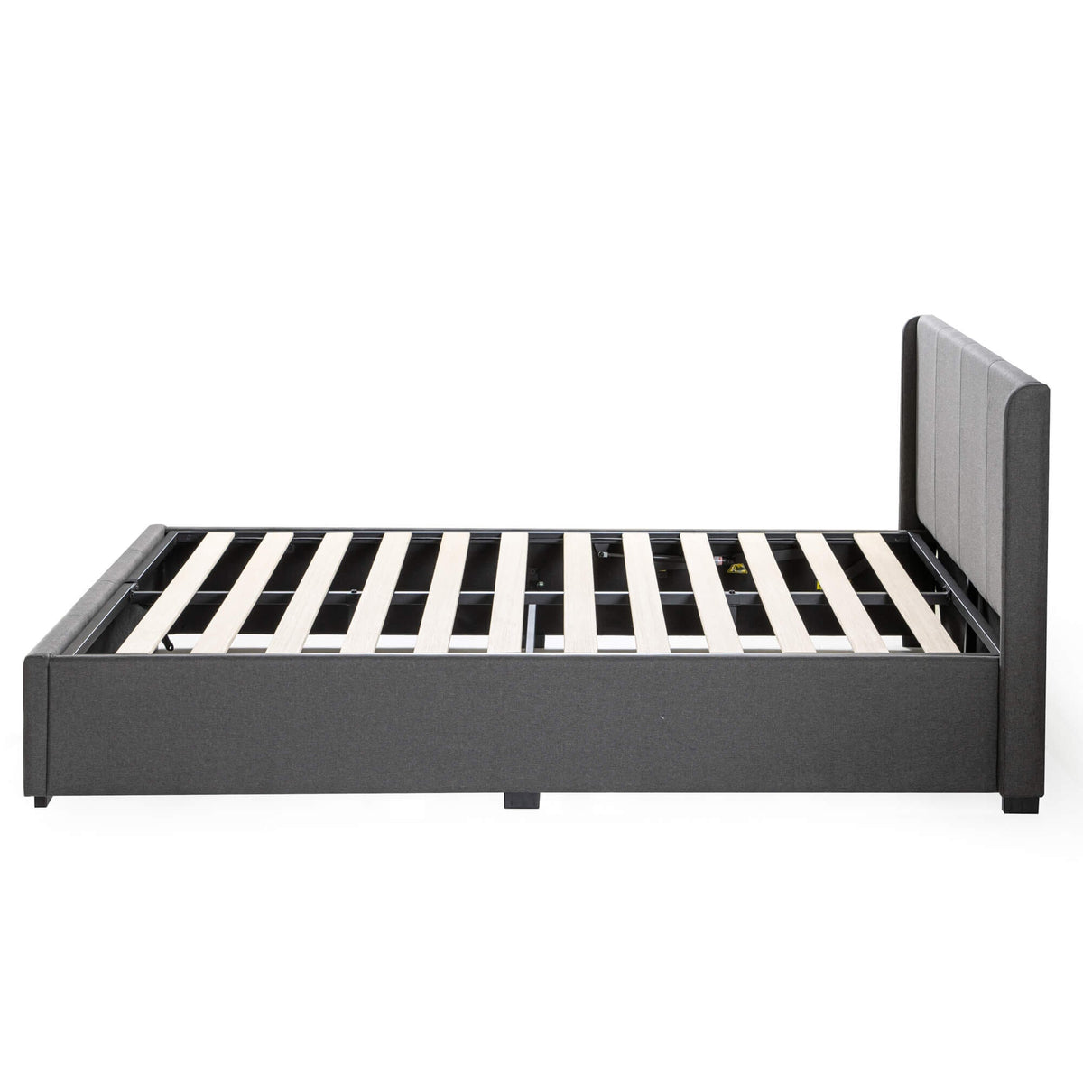 Zinus Maddon queen gas lift storage bed frame - dark grey upholstered, 317kg capacity - AU-FPPST2-12Q