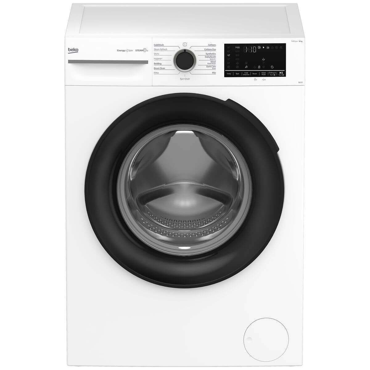 Beko 10kg Front Load Washing Machine - White, SteamCure, EnergySpin, ColdWash, Hygiene+ Cycle - BFLB1010W