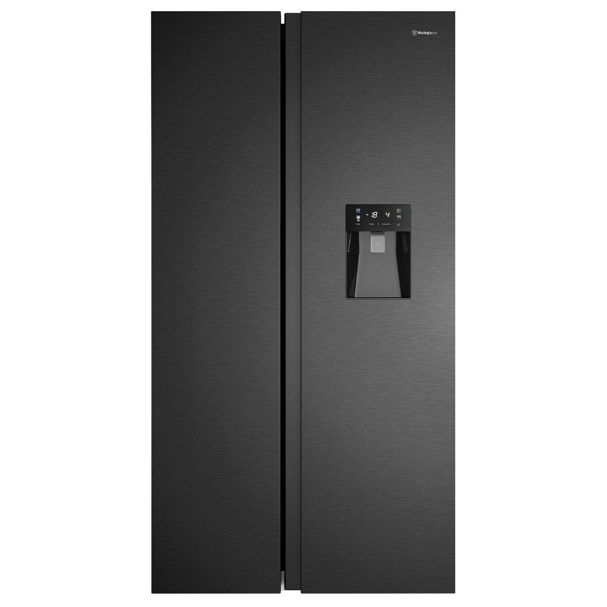 Westinghouse 619L Side by Side Fridge - Matte Black with Non-Plumbed Water Dispenser - WSE6240BB