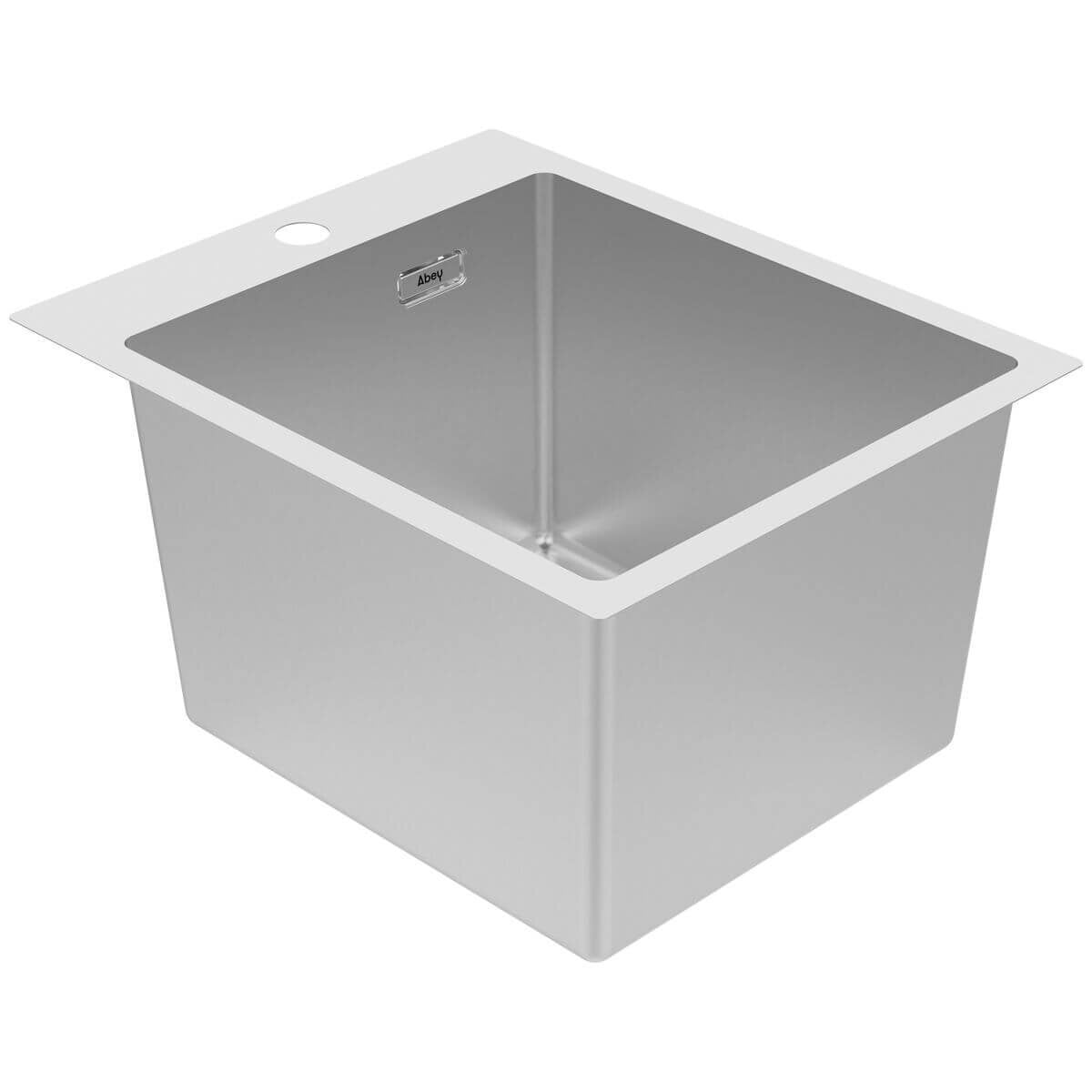 Abey 35.5L single inset stainless steel laundry tub with overflow and taphole - top or flush mount - W12-36L