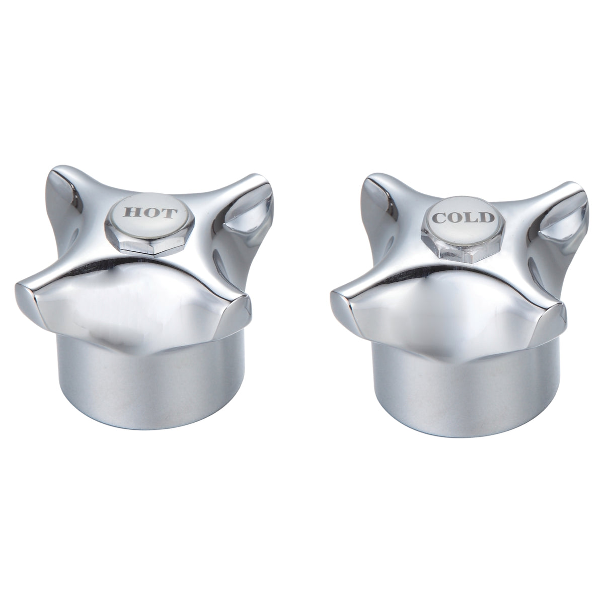 Shaw & Mason Chrome 4 Point Tap Handles - Zinc Alloy, Flat Sided Spindle, Pair