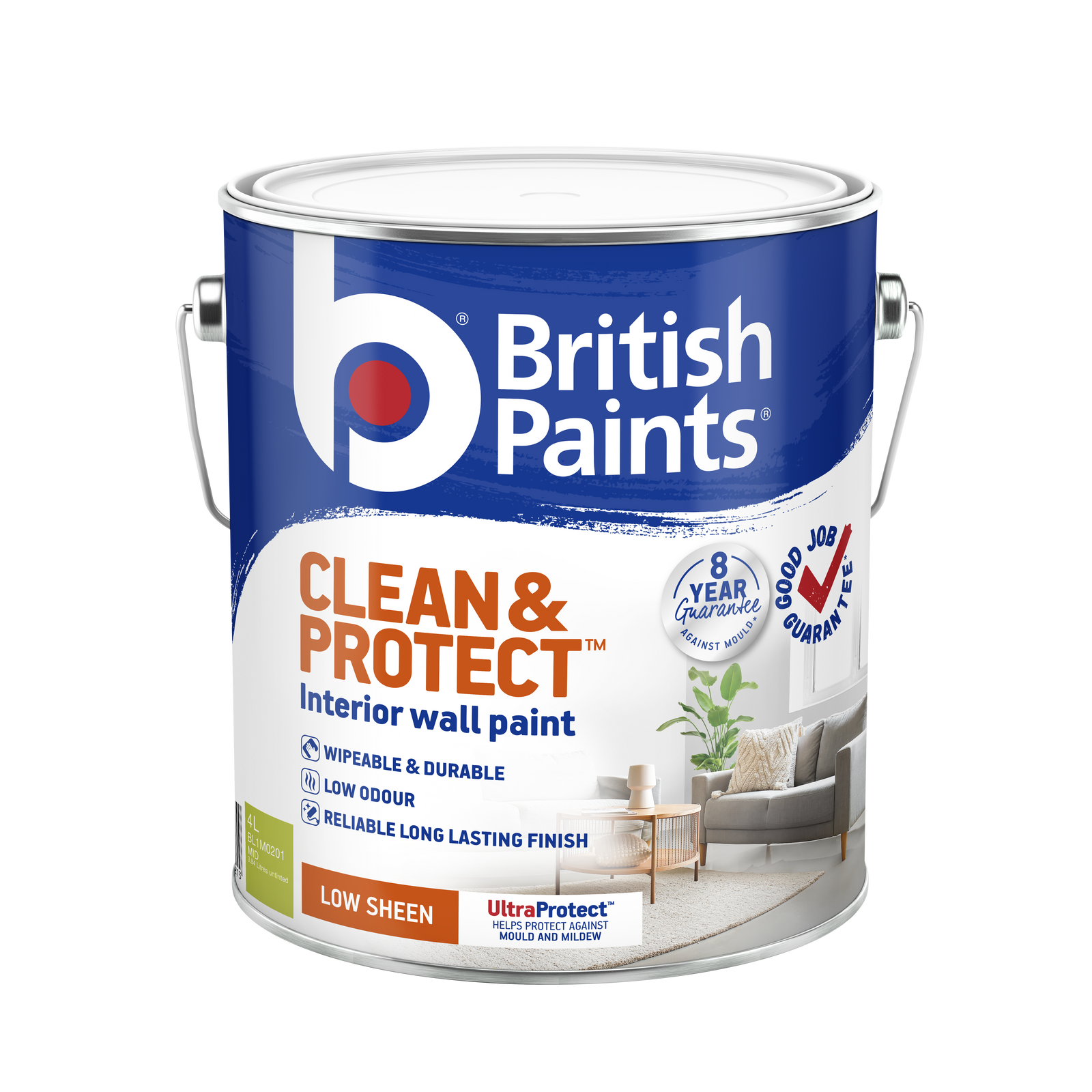 British Paints Clean & Protect Interior Paint Mid Low Sheen 4L