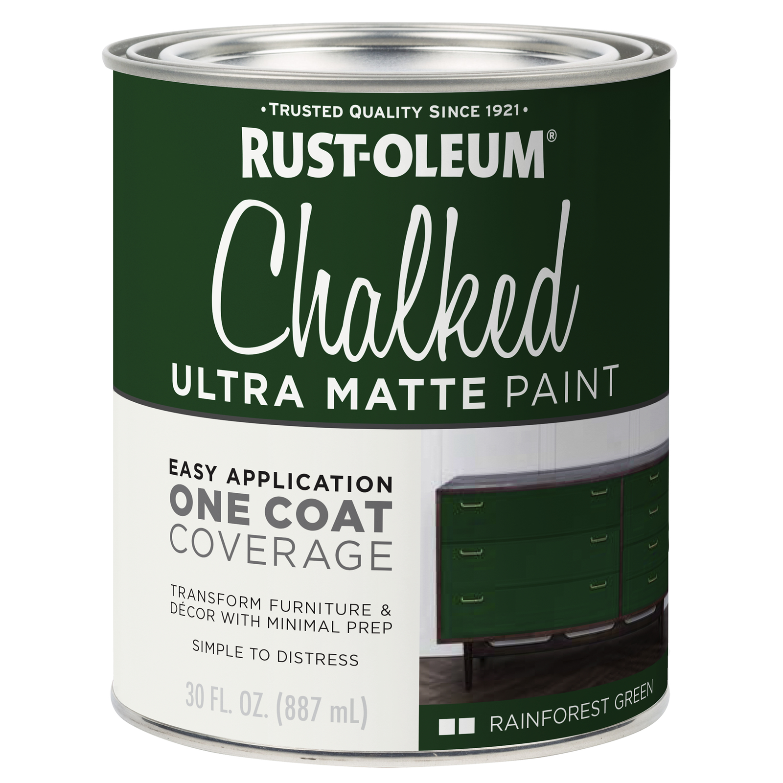 Rust-Oleum 887ml Rainforest Green Ultra Matte Chalked Paint, Splatter Resistant Indoor