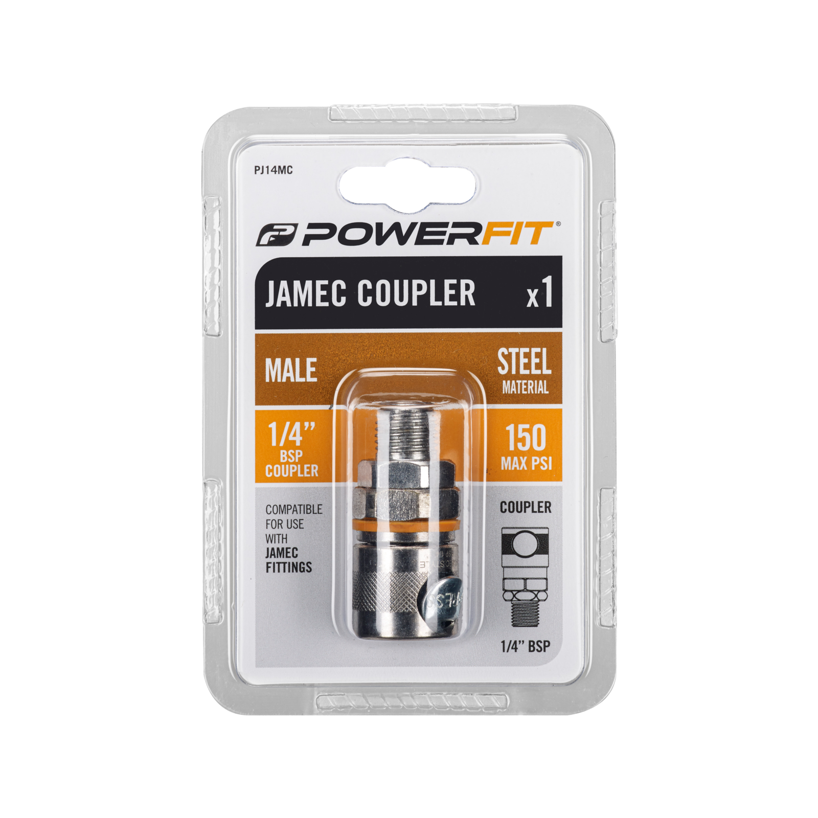 Powerfit Jamec Style 1/4" Male Coupler PJ14MC