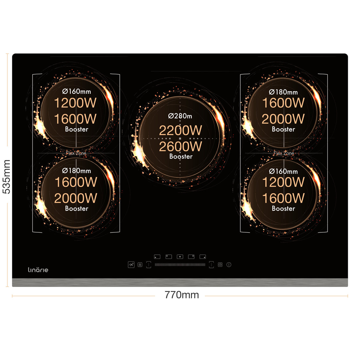 Linarie 77cm induction cooktop - double Flex Zone - nine power levels - booster function - LS80I2F1Z