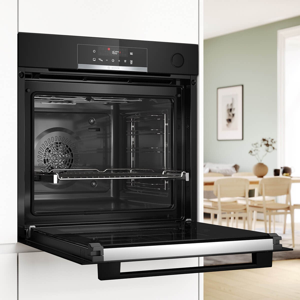 Bosch 60cm Pyrolytic Built-in Oven with Steam Function - 71L Black - 3D HotAir - HRG572EB3A