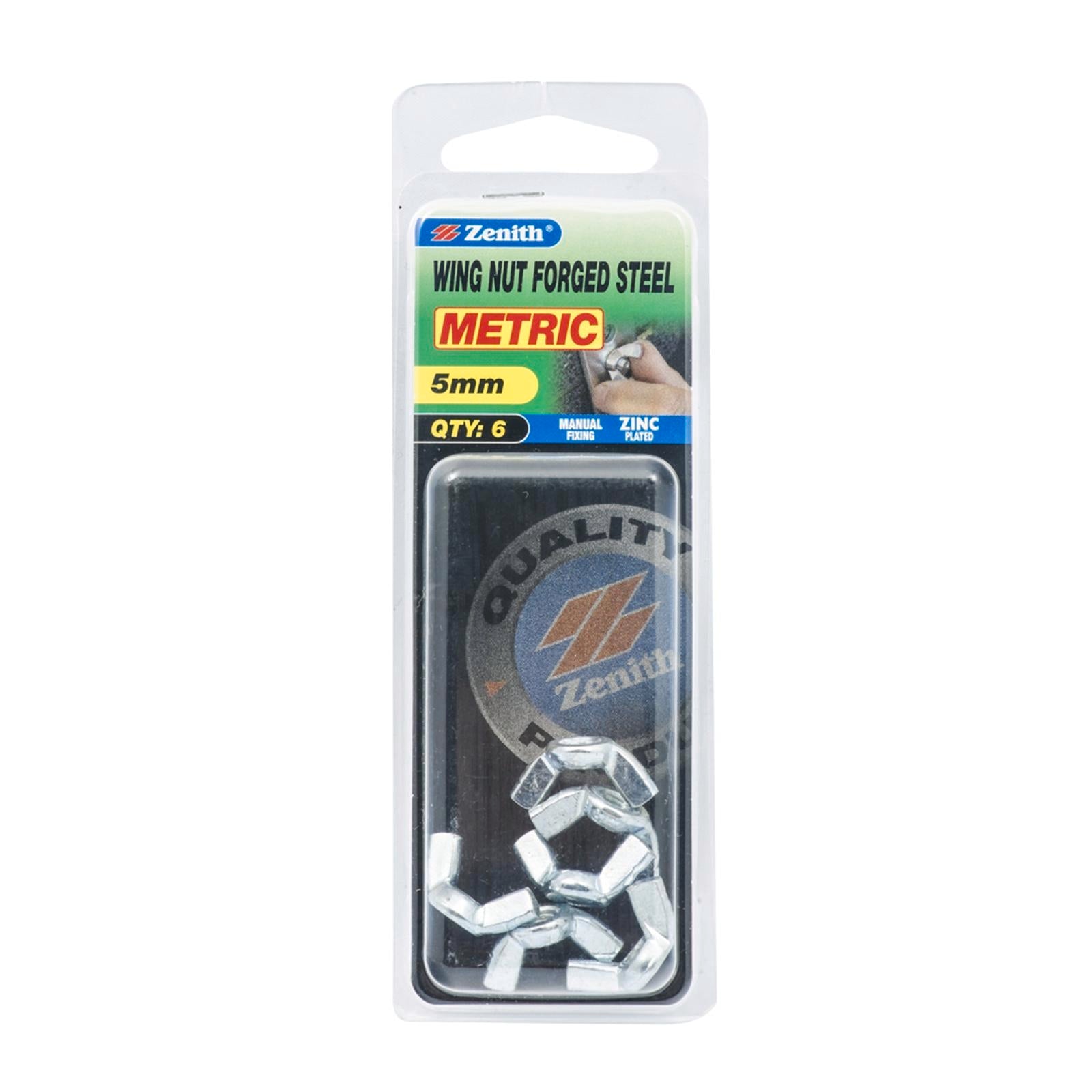 Zenith M5 Zinc Plated Forged Wing Nut - 6 Pack