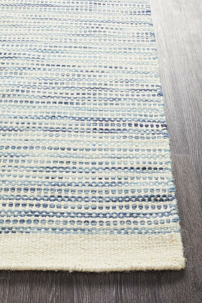Rug Culture Skandi medium blue rug 225x155cm - hand loomed flatweave wool - SKAN310BLU225X155