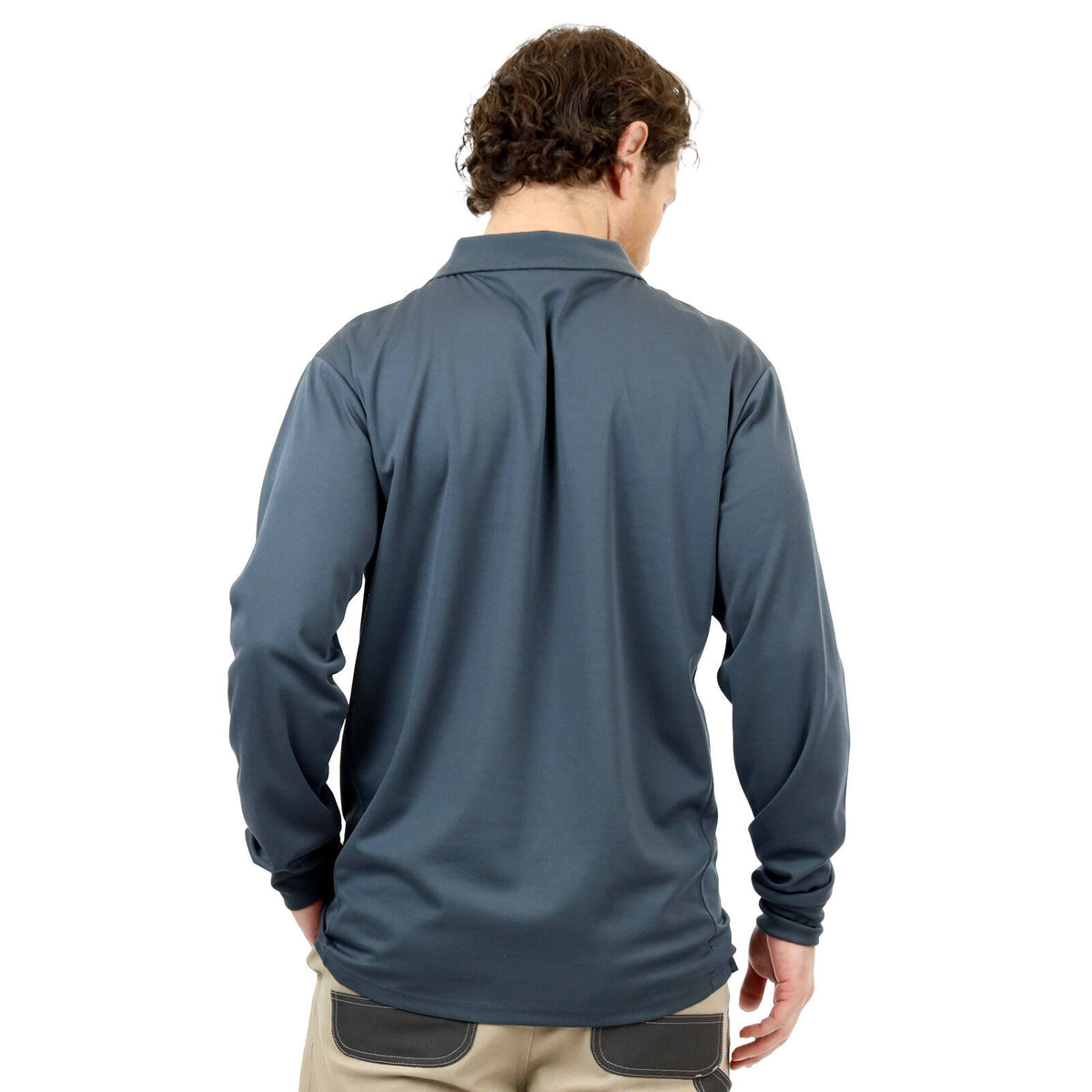 Citeco Grey Dry Fit Long Sleeve Polo - Lightweight Polyester, Men's Large
