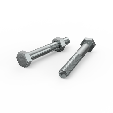ZENITH M10 x 75mm Zinc Plated 4.6 Grade Hex Head Bolt and Nut
