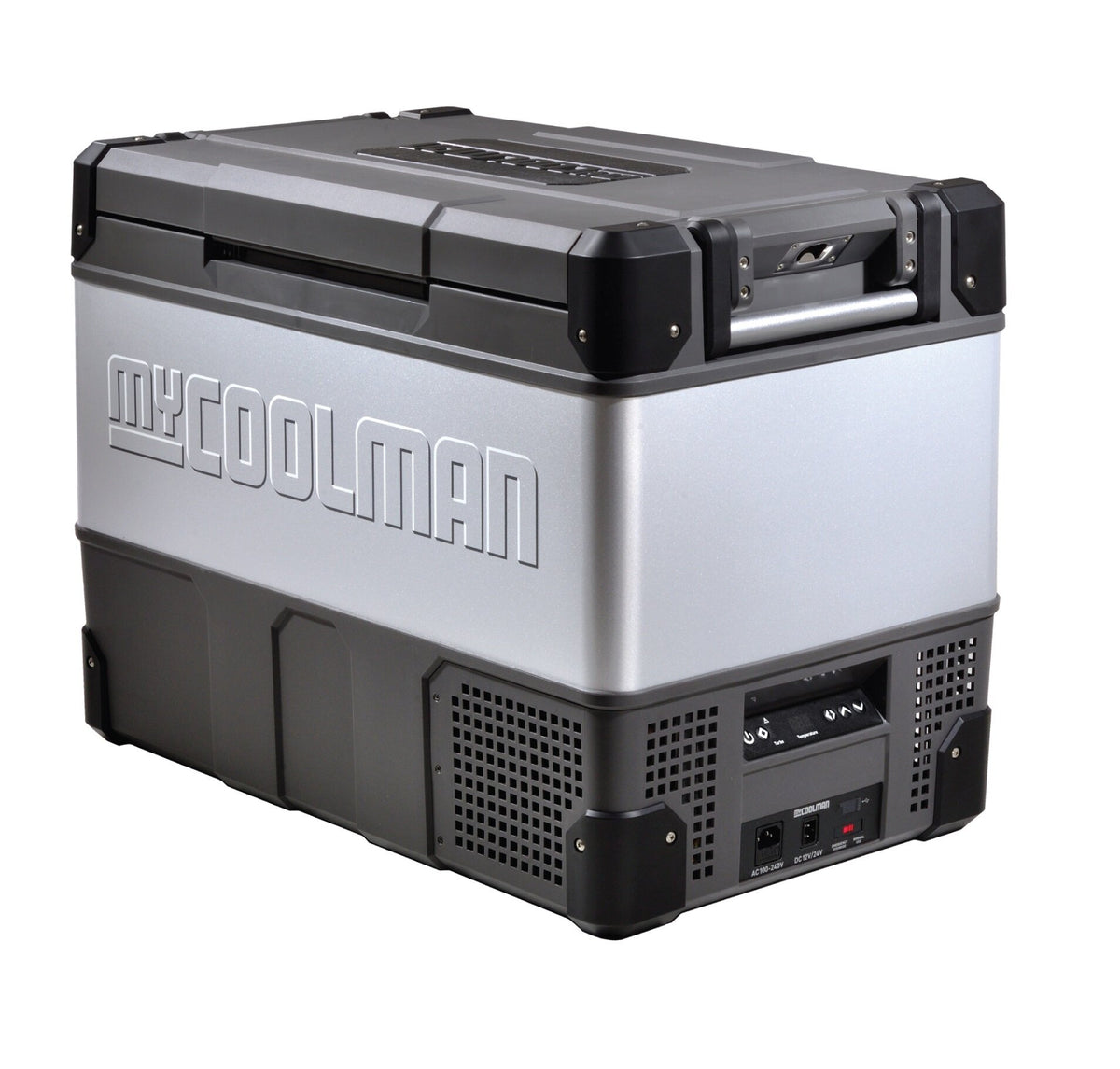 myCOOLMAN 73L portable fridge - Reversible door, USB port, Bluetooth app - Grey - CCP73
