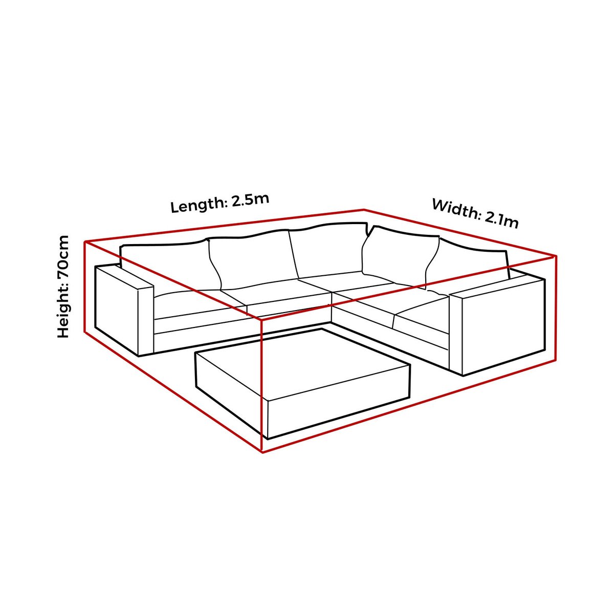Mojo Corner Lounge with Coffee Table Cover - 2500mm x 700mm x 2100mm - UV Resistant, Water Repellent - SuperSaverAU - view 3