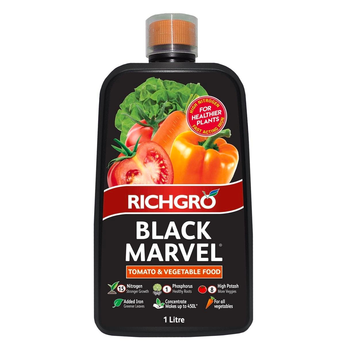 Richgro Black Marvel Tomato & Vegetable Liquid Fertiliser Concentrate 1L