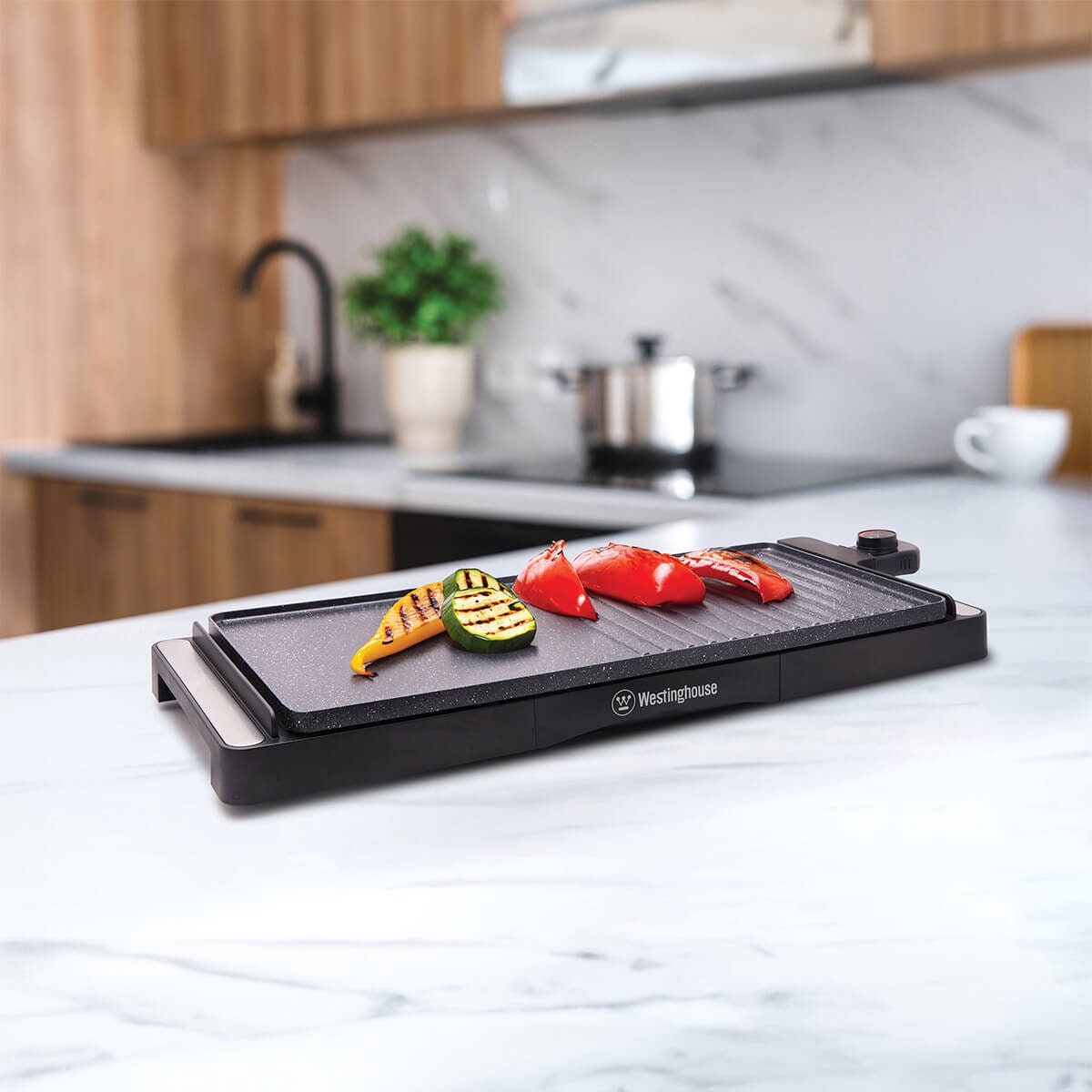 Westinghouse Portable Electric Grill - 2200W, Non-Stick Stone Finish, Removable Drip Tray - WHEG01K
