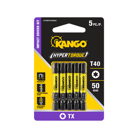 Kango HyperTorque TX40 50mm Impact Driver Bit - 5 Pack, Magnetic Tip