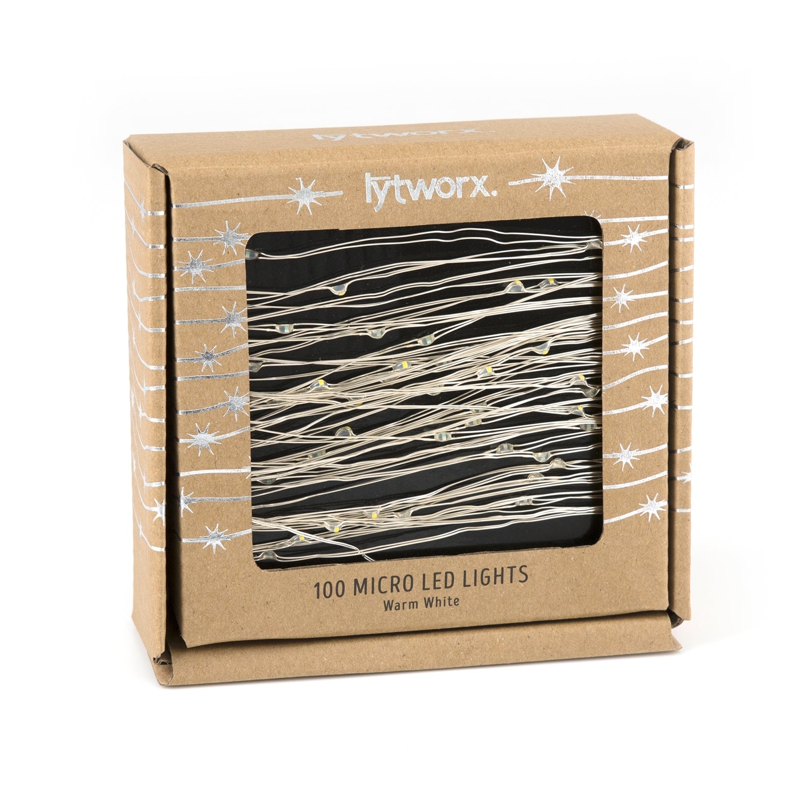 Lytworx 57974 100 Warm White LED Battery Operated Copper Wire Lights - 9.85m
