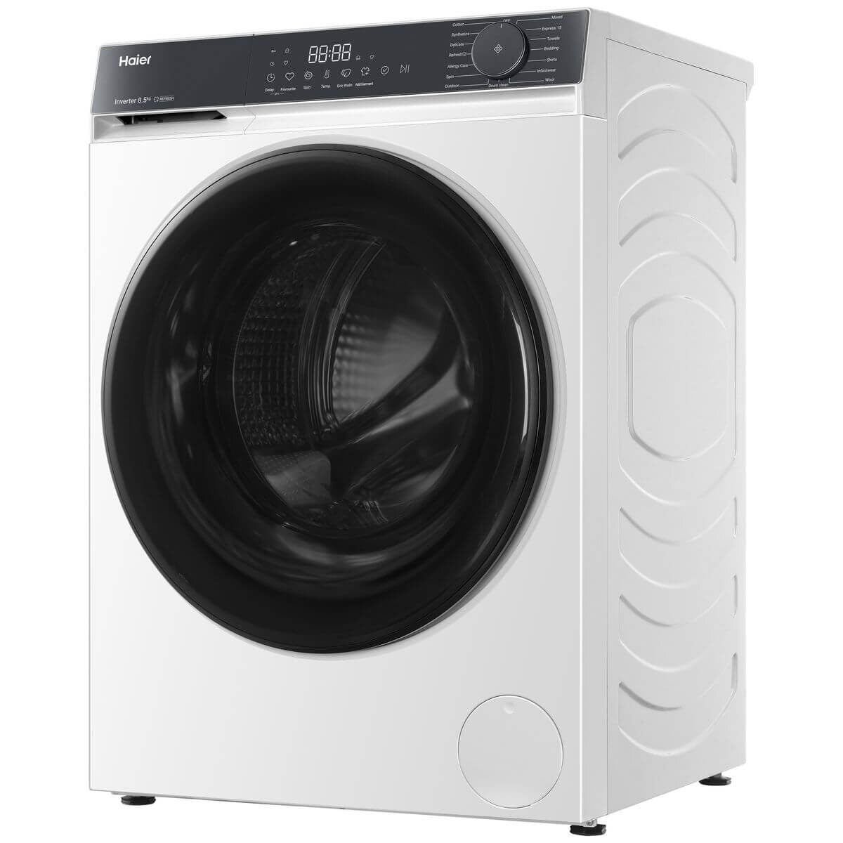 Haier 8.5kg Front Loader - White, Express 15 Cycle, Steam Refresh, 5 Star Energy - HWF85KW1